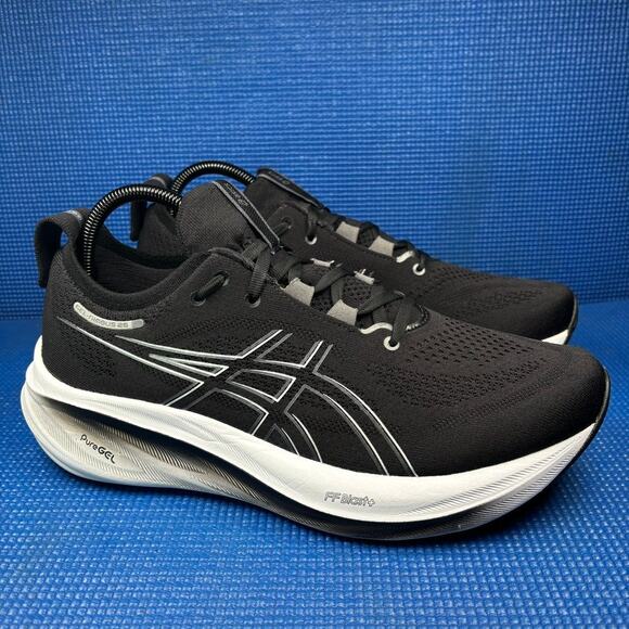 🔴 Asics Gel Nimbus 26 Women`s Size 11 Black White Athletic Shoes 1012B601 - Picture 3 of 8
